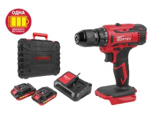 Аккум. дрель-шуруповерт WORTEX BD 1820-1 Li в чем. ALL1 (18.0 В, 2 акк., 2.0 А/ч Li-Ion, 2 скор., 30 Нм, шурупы до 8 мм) (0329209)
