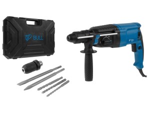 Перфоратор BULL BH 2602 в чем. (800 Вт, 3.0 Дж, 4 реж., патрон SDS-plus, БЗП в комплекте, вес 3.4 кг) (01045325)