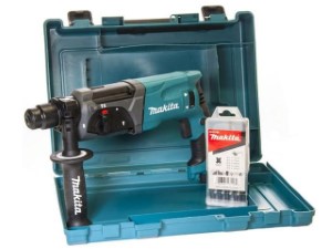 Перфоратор MAKITA HR 2470 X15 в чем. + набор буров (780 Вт, 2.7 Дж, 3 реж., патрон SDS-plus, вес 2.6 кг) (HR2470X15)
