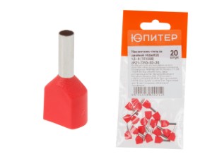 Наконечник-гильза двойной НШвИ(2) 1,5-8 (TE1508) (20 шт) Юпитер (с изолированным фланцем) (ЮПИТЕР) (JPZ1-7210-02-20)