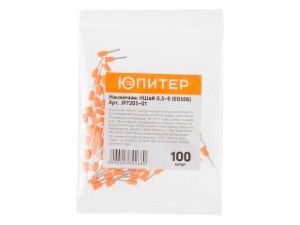 Наконечник-гильза НШвИ 0,5-8 (E0508) (100 шт) Юпитер (с изолированным фланцем) (ЮПИТЕР) (JP7205-01)