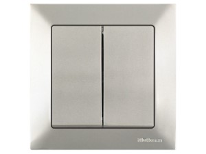 Выключатель 2-клав. (скрытый, винт. зажим) титан, DARIA, MUTLUSAN (10 A, 250 V, IP 20) (2120 402 0283)