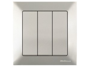 Выключатель 3-клав. (скрытый, винт. зажим) титан, DARIA, MUTLUSAN (10 A, 250 V, IP 20) (2120 409 0283)