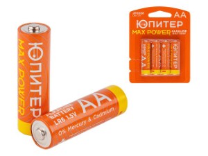 Батарейка AA LR6 1,5V alkaline 4шт. ЮПИТЕР MAX POWER (JP2201)