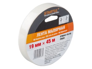 Лента малярная 19ммх45м STARTUL PROFI (ST9043-19-45), белая (ST9043-19-45)