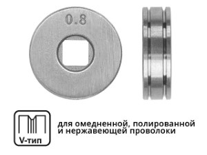 Ролик подающий ф 25/7 мм, шир. 7,5 мм, проволока ф 0,8-1,0 мм (V-тип) (для твердой проволоки: омедненная, полированная, нержавеющая) (SOLARIS) (WA-2431)