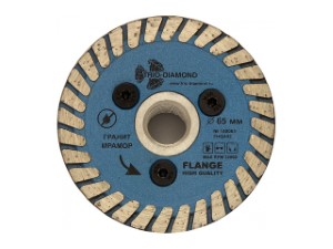 Алмазный диск 65мм М14 по керамике Turbo hot press (с фланцем под УШМ) (Trio-Diamond) (FHQ442)