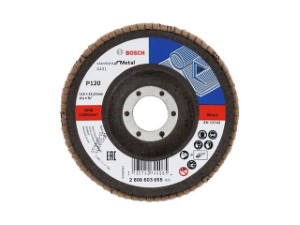 Круг лепестковый 115х22.2 мм K120 конический STANDARD FOR METAL BOSCH (2608603655)