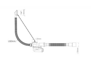 Сифон для ванны с выпуском и переливом, с гибкой трубой 40х50, AV Engineering (AVE000255)