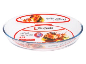 Форма из жаропрочного стекла, 3.0 л, овальная, 348х240х64 мм, PERFECTO LINEA (12-300110)