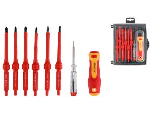 Набор отверток диэлектрических 8шт STARTUL MASTER (ST3051-8) (рукоятка, сменные насадки SL5х100, SL6х100, PH1х100, PH2х100, PZ1х100, PZ2х100, тестер)