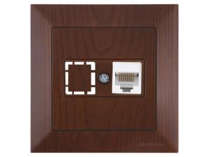 Розетка компьютерная 1xRJ45 (Cat5e, скрытая) орех, DARIA, MUTLUSAN ((RJ 45)   8-pin, соединения типа 568A или 568B)