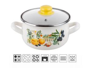Кастрюля стальная эмалированная, 2.8 л, серия Халкидики, PERFECTO LINEA (подходит для всех типов плит, включая индукцию)