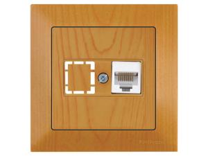 Розетка компьютерная 1xRJ45 (Cat5e, скрытая) дуб, DARIA, MUTLUSAN ((RJ 45)   8-pin, соединения типа 568A или 568B)