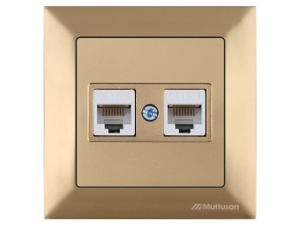 Розетка компьютерная 2xRJ45 (Cat5e, скрытая) золото, DARIA, MUTLUSAN ((2xRJ 45) 8-pin, соединения типа 568A или 568B)