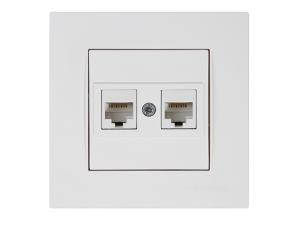 Розетка компьютерная 2xRJ45 (Cat6, скрытая) белая, RITA, MUTLUSAN