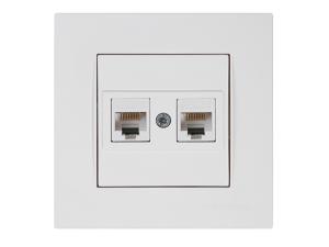 Розетка компьютерная 2xRJ45 (Cat5e, скрытая) белая, RITA, MUTLUSAN