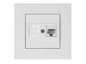 Розетка компьютерная 1xRJ45 (Cat6, скрытая) белая, RITA, MUTLUSAN