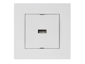 Розетка 1-ая USB (скрытая, горизонт.) белая, RITA, MUTLUSAN (USB-зарядка, 5V-2.1A)