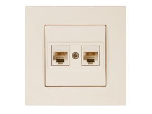 Розетка компьютерная 2xRJ45 (Cat5e, скрытая) кремовая, RITA, MUTLUSAN