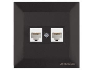 Розетка компьютерная 2xRJ45 (Cat6, скрытая) черная, DARIA, MUTLUSAN ((2xRJ 45) 8-pin, соединения типа 568A или 568B)