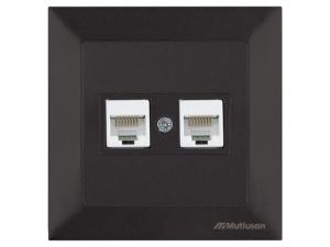 Розетка компьютерная 2xRJ45 (Cat5e, скрытая) черная, DARIA, MUTLUSAN ((2xRJ 45) 8-pin, соединения типа 568A или 568B)