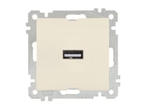 Розетка 1-ая USB (скрытая, без рамки) кремовая, DARIA, MUTLUSAN (USB-зарядка, 5V-2.1A)