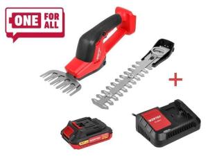 Аккум. ножницы садовые WORTEX SG 1820 в кор. + насадка-кусторез ALL1 XLT SET (18.0 В, 1 акк., 2.0 А/ч, Li-Ion, шир. 80 мм)